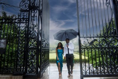 Rainy Central Park Conservatory Engagement Photographer