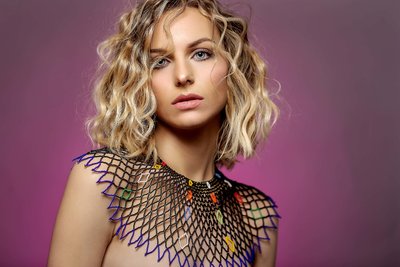Blonde Woman African Beaded Photo
