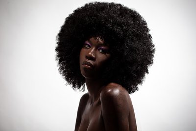 Afro Hair & Black Woman Beauty Makeup Photo