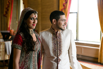 Muslim bride smiling in 