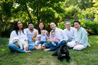 Family portrait with dogs