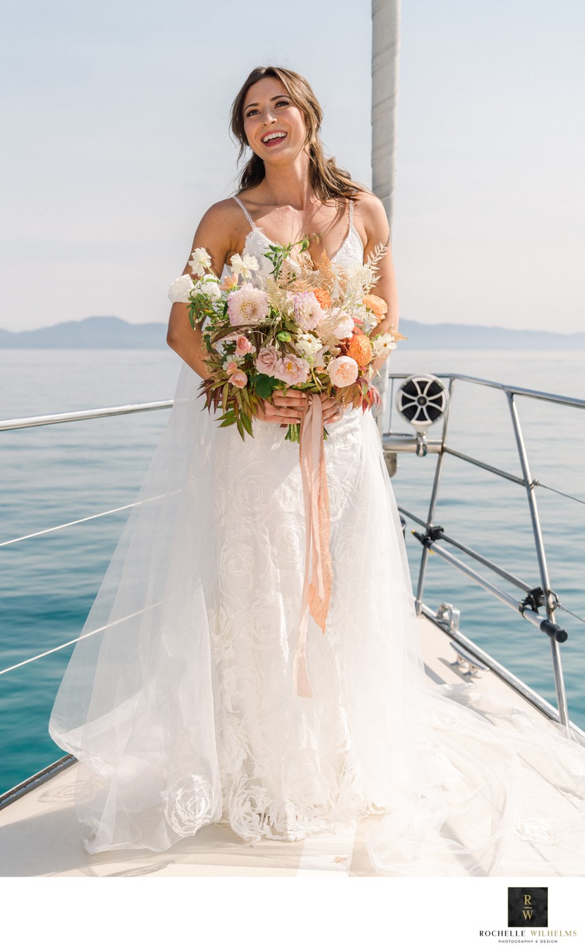 Wedding on a sailboat Lake Tahoe wedding photographer
