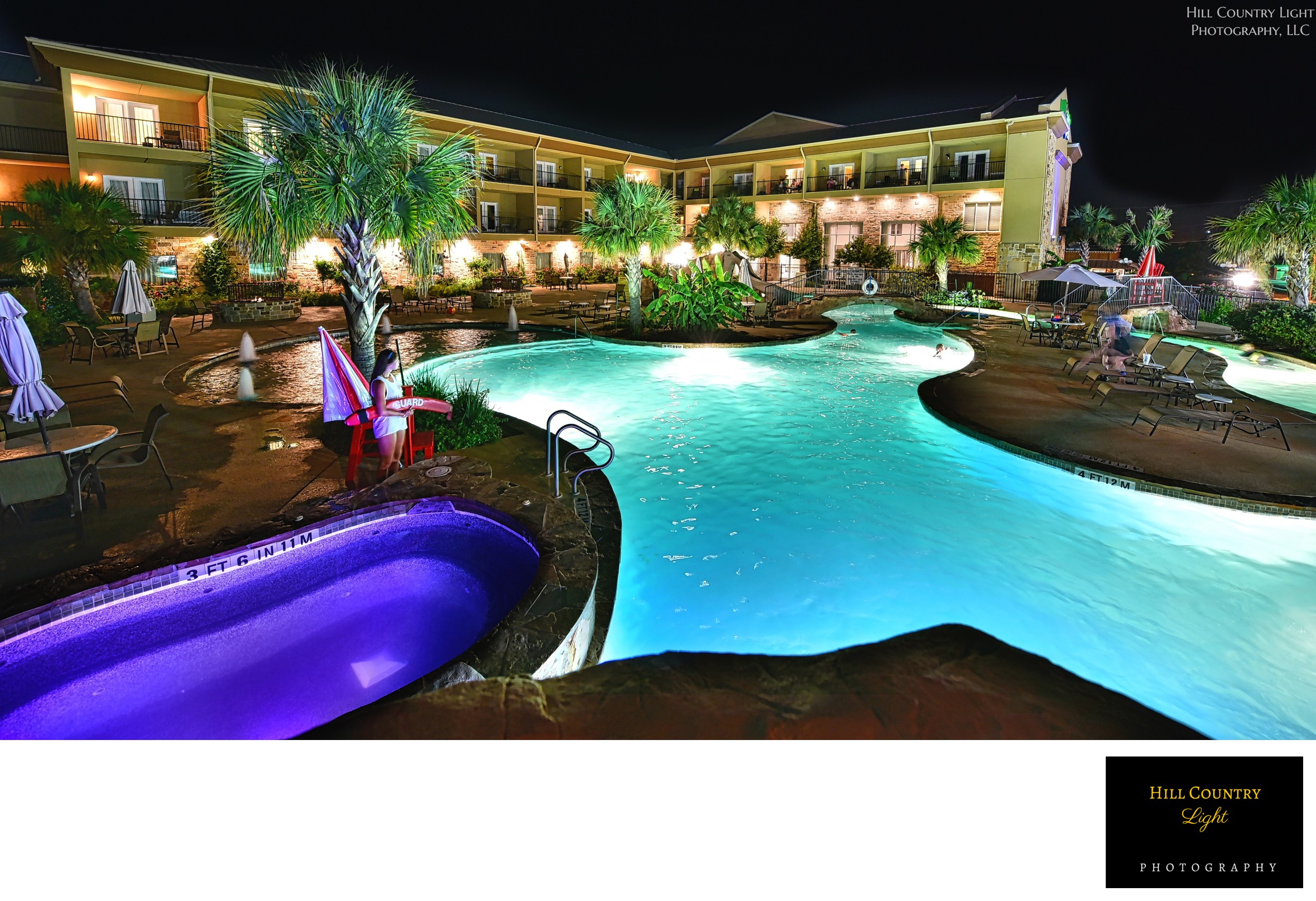 Custom pool, waterfall and spa at Holiday Inn Fredericksburg Hill