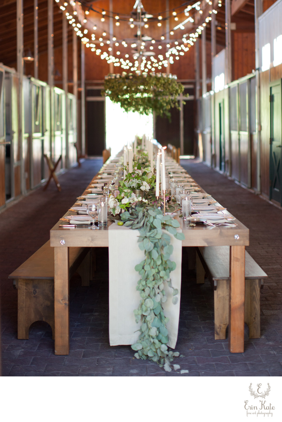 long farmhouse table reception