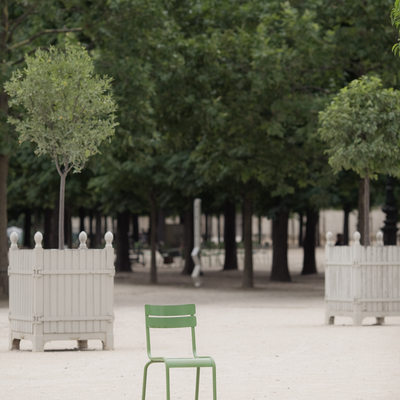 green chair Paris garden
