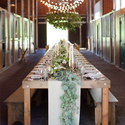 long farmhouse table reception