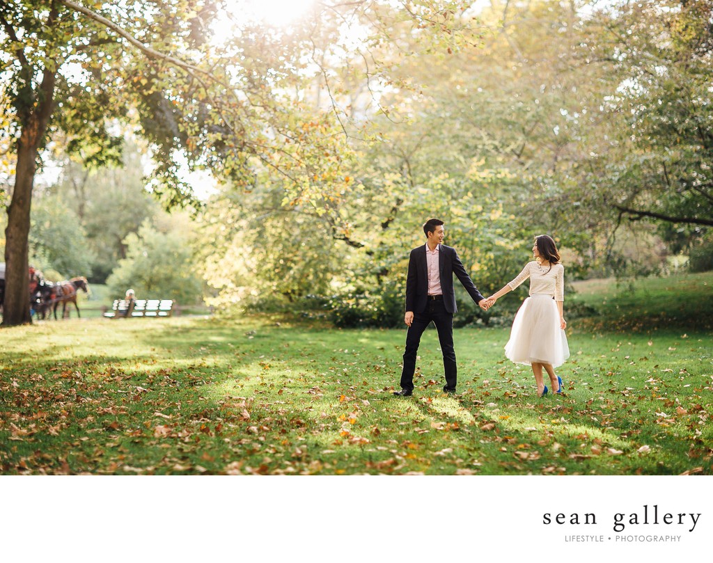 Central Park Engagement photos by sean kim