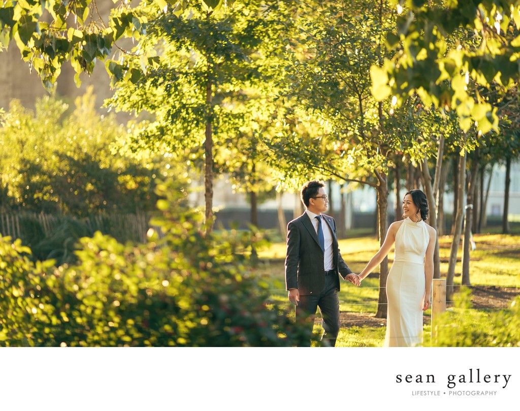 Engagement photo in Central Park by Sean Kim