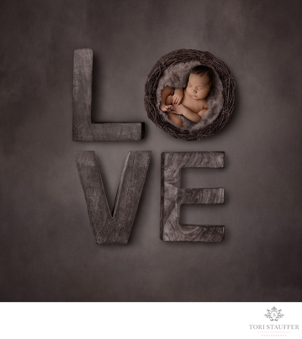 Newborn Photographer Philadelphia LOVE sign