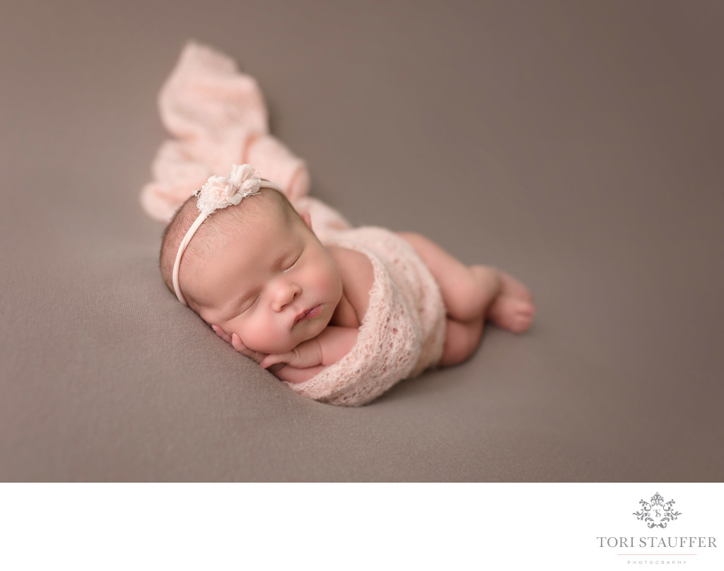 Newborn Photographer Near Me wrapped baby girl pictures