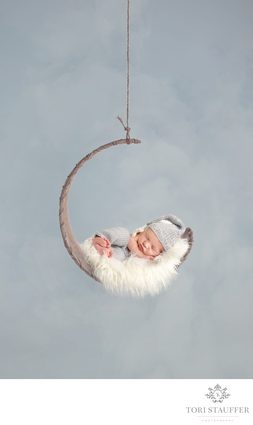 Philadelphia Newborn Photographer Hanging Moon