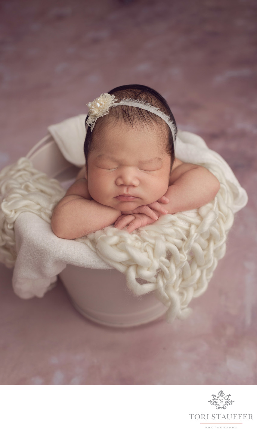 Philadelphia Newborn Photography Pink Baby Bucket