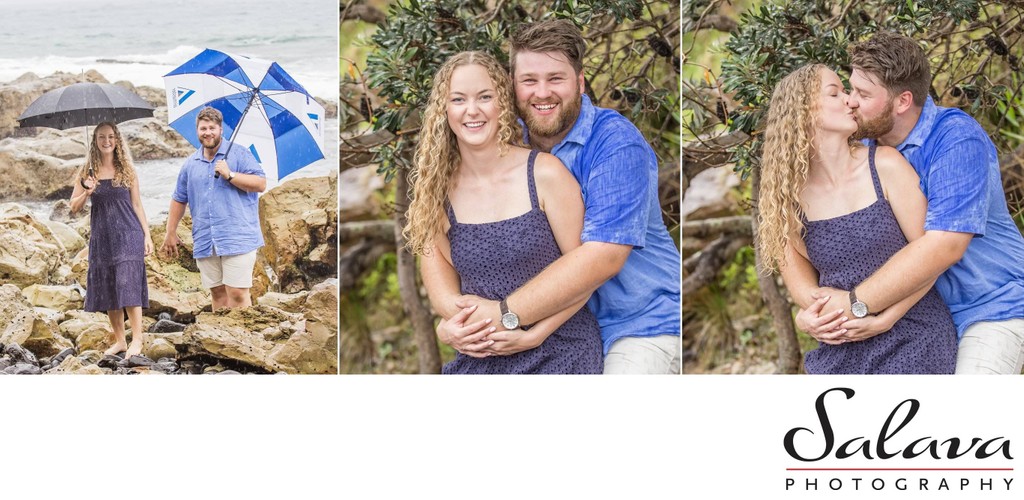 Beach Proposal in the rain