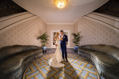 Bride and Groom in beautiful light Fairmont Hotel, San Francisco