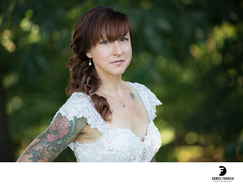 Tattooed bride portrait