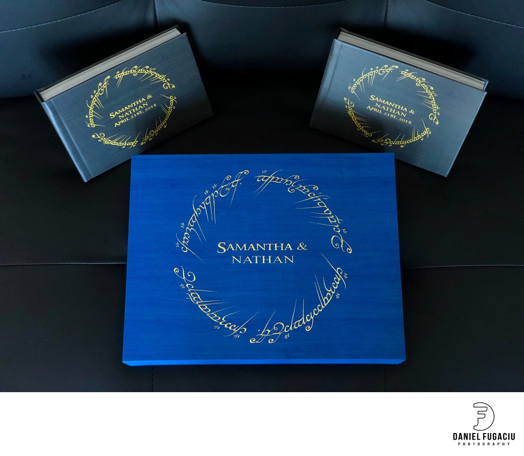 Maple gold foil engraved wedding album with parent book