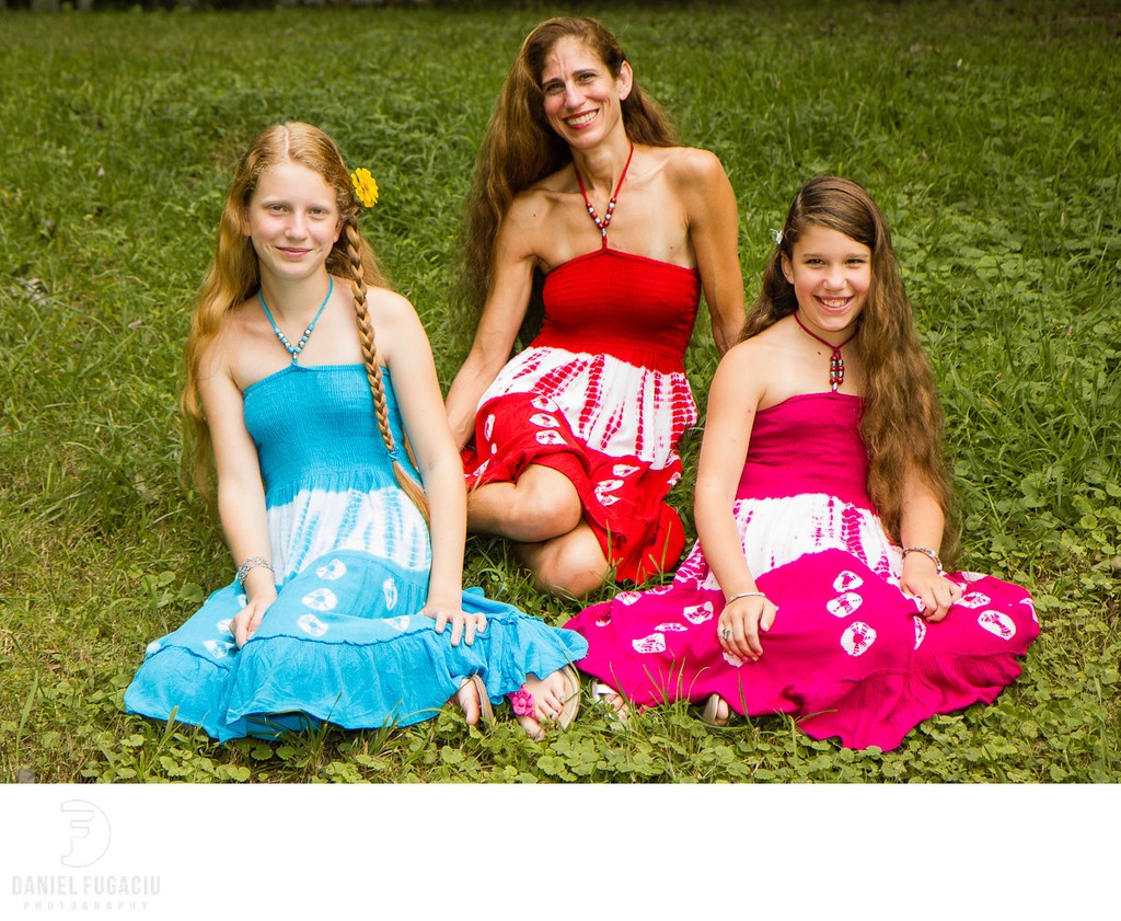 Mom and two daughters portrait