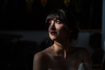 A streak of light bathes our bride before her ceremony