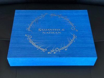 Maple gold foil engraved wedding album with box