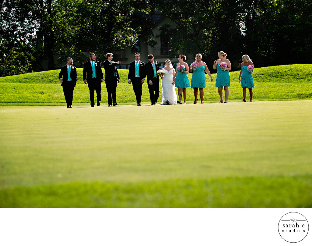 Wedding Party on Golf Course at Westborough Country Club
