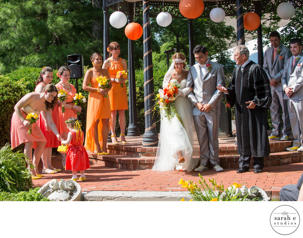 Orange Bridesmaid Dresses in St. Louis Wedding