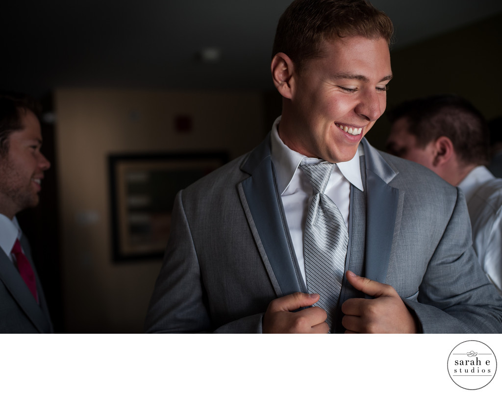 Groom Getting Ready in a St. Louis Hotel Wedding