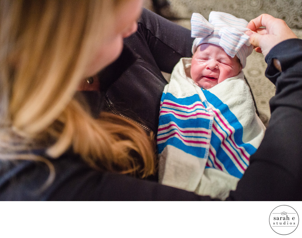 Baby Girl in Hospital Blanet and Bow