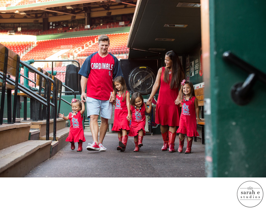 Family Photographer Inside Busch Stadium in St. Louis