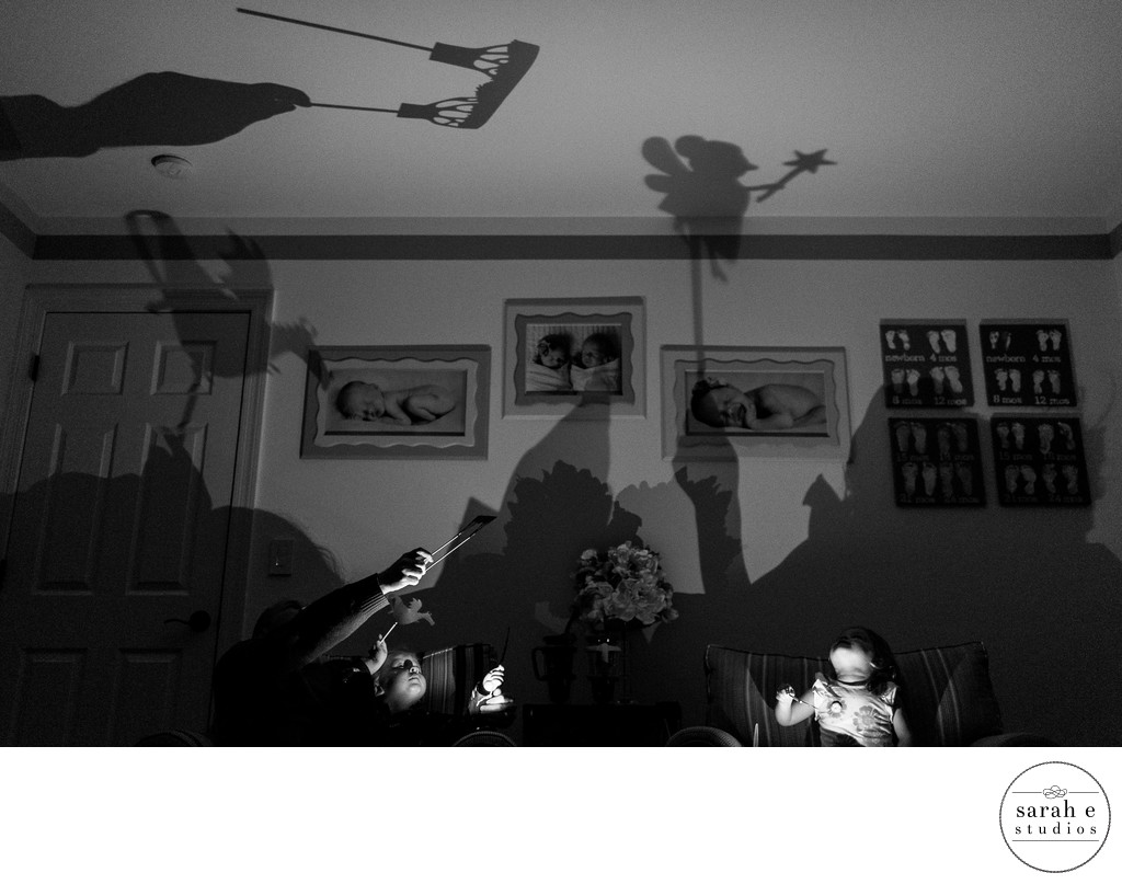 Family Documentary Photographer of Shadow Puppets