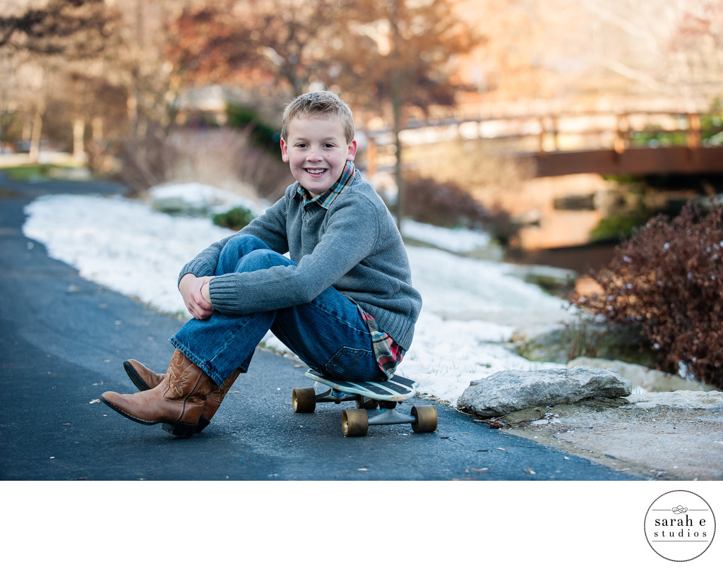 Child Photo with Skateboard at Twin Oaks Park