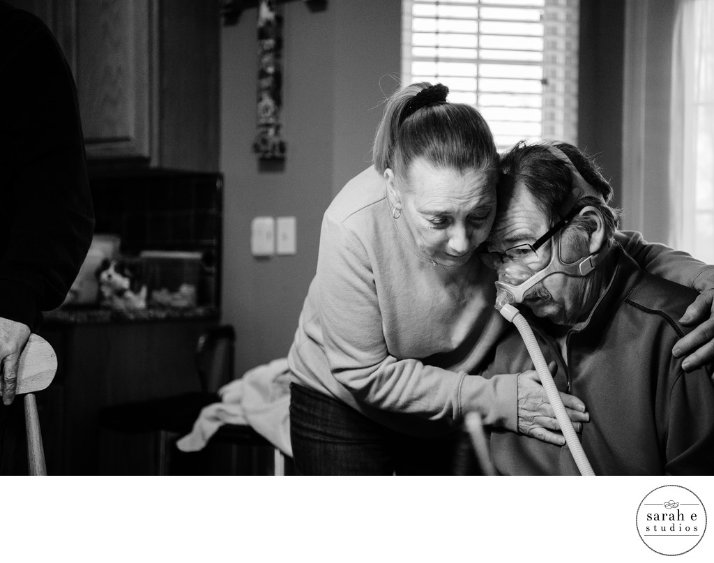 A warm hug for a patient with ALS as documented by Sarah Howell of Sarah E Studios