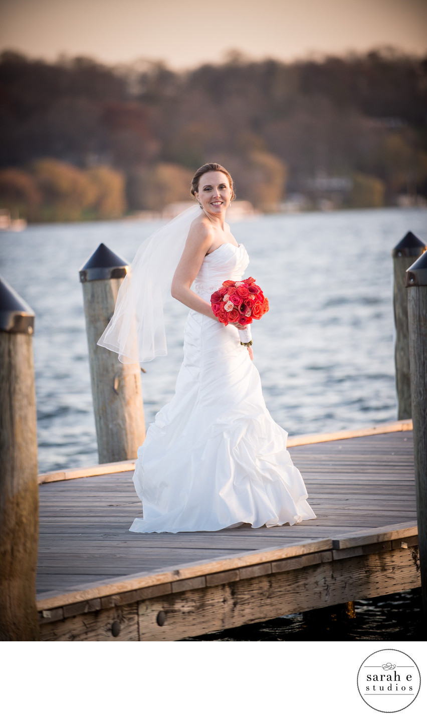 Bridal Portrait on a Dock at the Lake