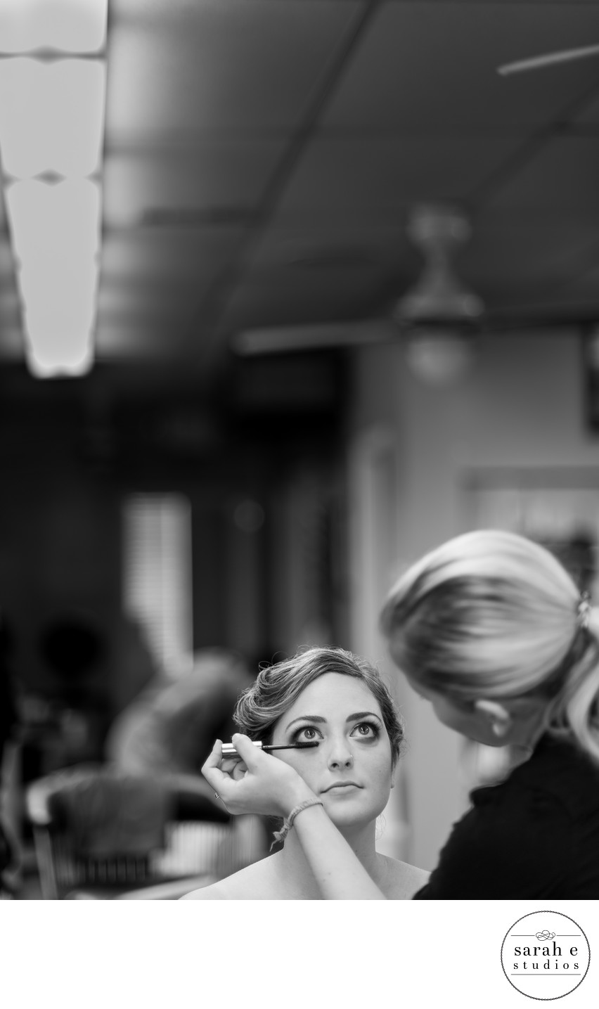 Bride Getting Eye Makeup in Des Peres