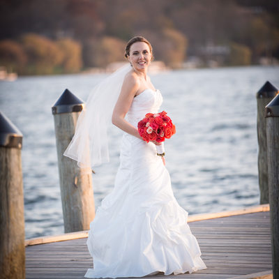 Bridal Portrait on a Dock at the Lake