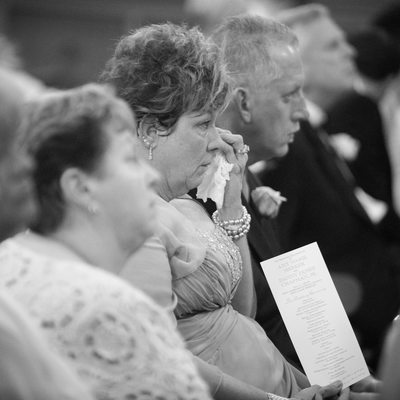 Emotional Mom during St. Ambrose Chruch Ceremony in St. Louis