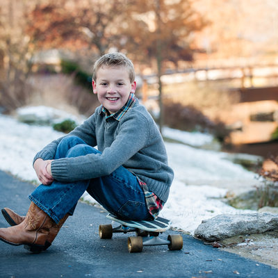 Child Photo with Skateboard at Twin Oaks Park
