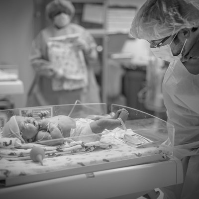 Dad First Look in C-Section Birth Story at Mercy Hospital