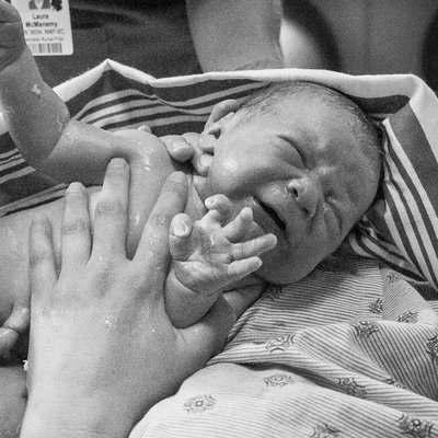 Baby on Mommy's Tummy after Birth