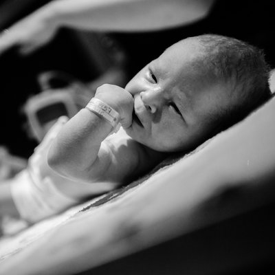 Baby Boy at Mercy Hospital On Warmer after Natural Birth