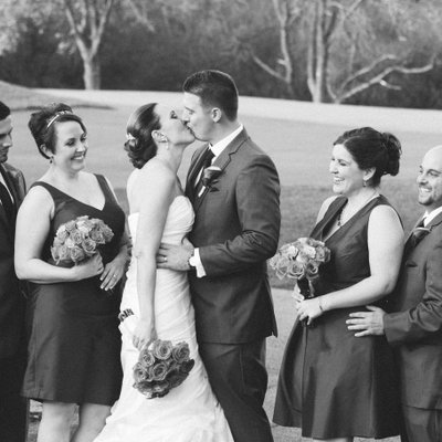 Bridal Party Cheering on Married Couple in St. Louis Wedding