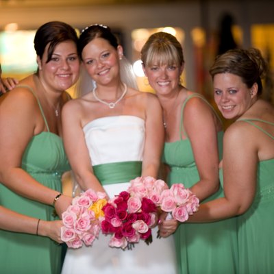 Bridal Party Girls in Formal Portrait with Flowers