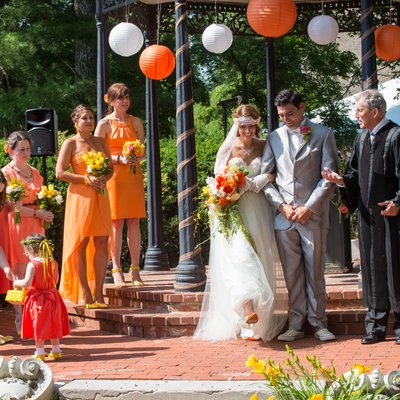 Orange Bridesmaid Dresses in St. Louis Wedding