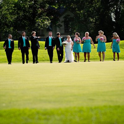 Wedding Party on Golf Course at Westborough Country Club