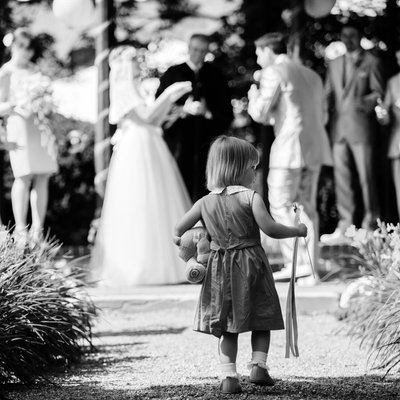 Cute Flower Girl Moment at Lemp Mansion Wedding