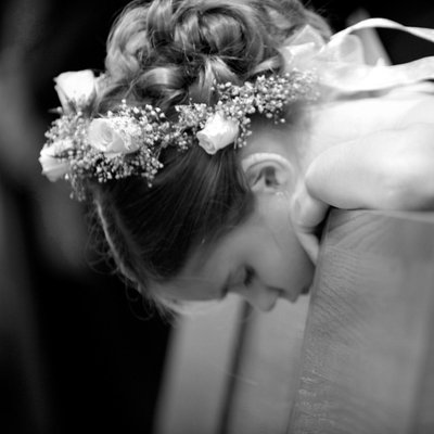 Bored Flower Girl at Wedding