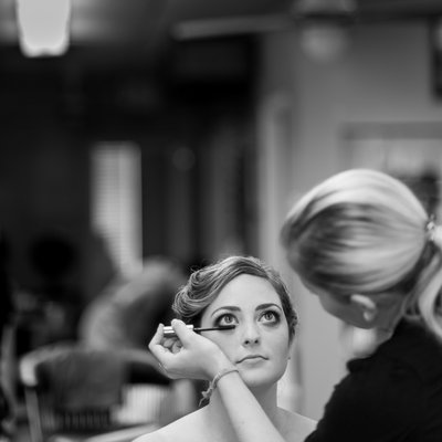 Bride Getting Eye Makeup in Des Peres