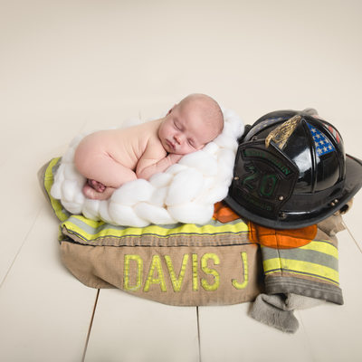 firefighter baby newborn Broward Florida photographer