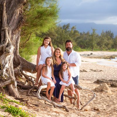 Family photo on the beach near Haleiwa