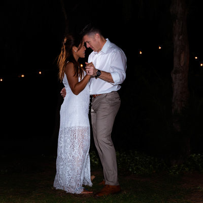 Wedding couple's first dance under the stars - Honolulu Wedding Photographer