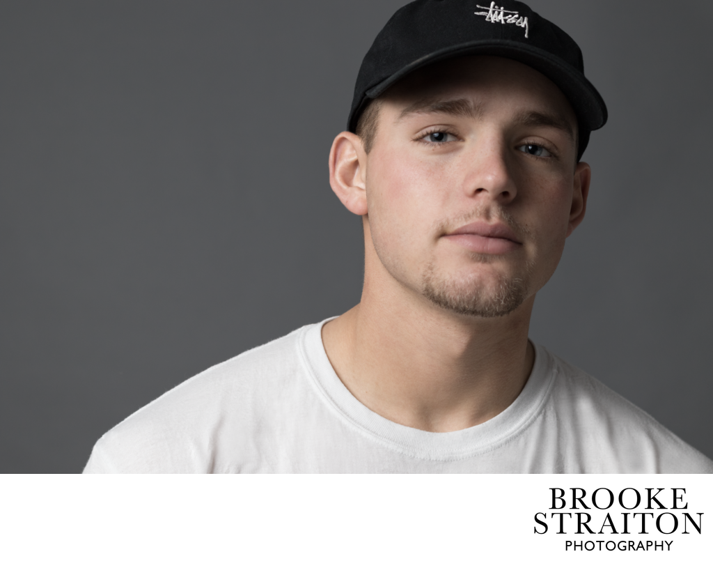 man in a cap, headshot photography studio photo session in Bucks County PA
